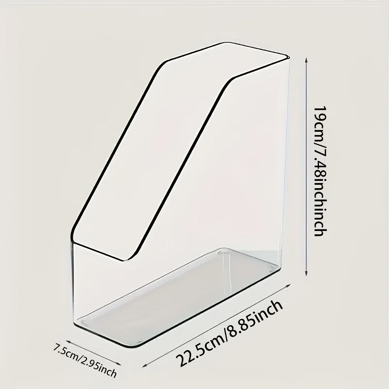 2pcs Transparent Acrylic Bookshelf\u002FTransparent File Folder\u002FDesktop File Organizer\u002FMulti-Functional Office Supplies Storage Rack\u002FVertical Bookshelf and Stationery Rack
