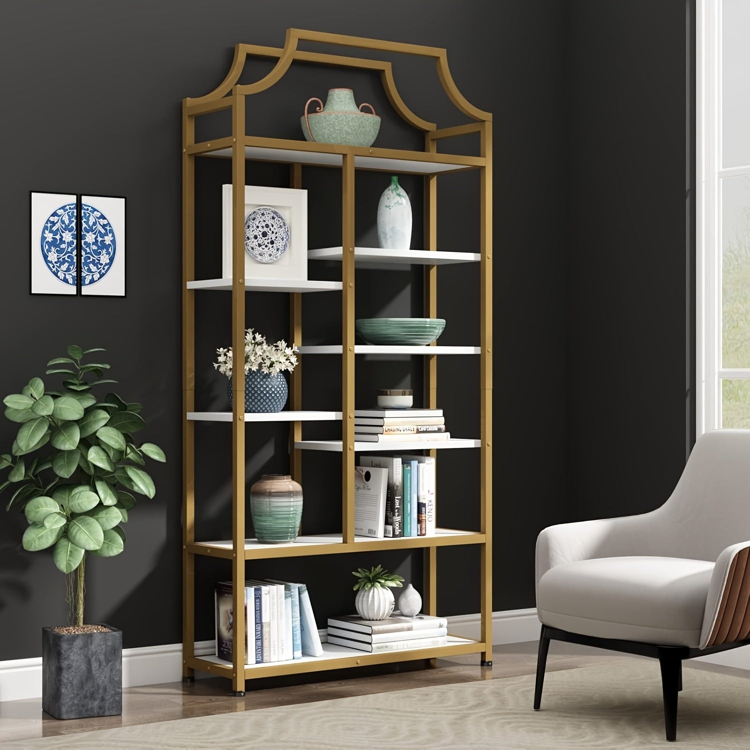 Lux 8-Shelf Open Bookshelf, 70.87\
