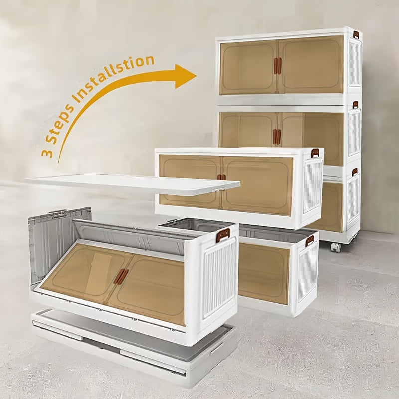 1\u002F2\u002F3\u002F4\u002F5-Layer Extra Large Storage Cabinet, Multi-Layer Foldable Storage Box with Door, Stackable Storage Cabinet for Shoes, Sundries, Books, Clothes, Home Storage Organizer for Closet, Wardrobe, Bedroom, Bathroom, Office, Kitchen