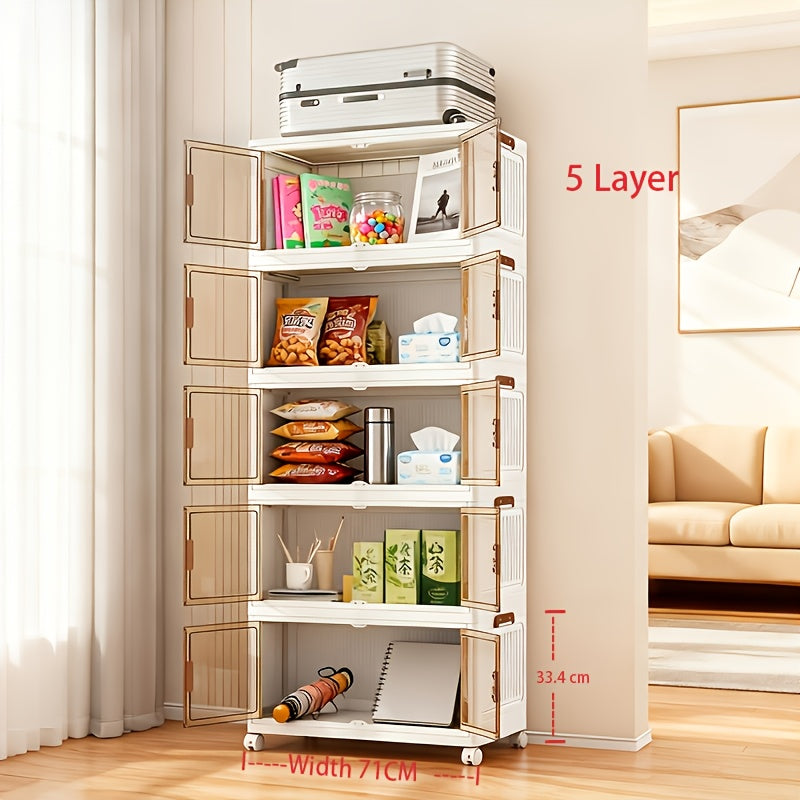 1\u002F2\u002F3\u002F4\u002F5-Layer Extra Large Storage Cabinet, Multi-Layer Foldable Storage Box with Door, Stackable Storage Cabinet for Shoes, Sundries, Books, Clothes, Home Storage Organizer for Closet, Wardrobe, Bedroom, Bathroom, Office, Kitchen