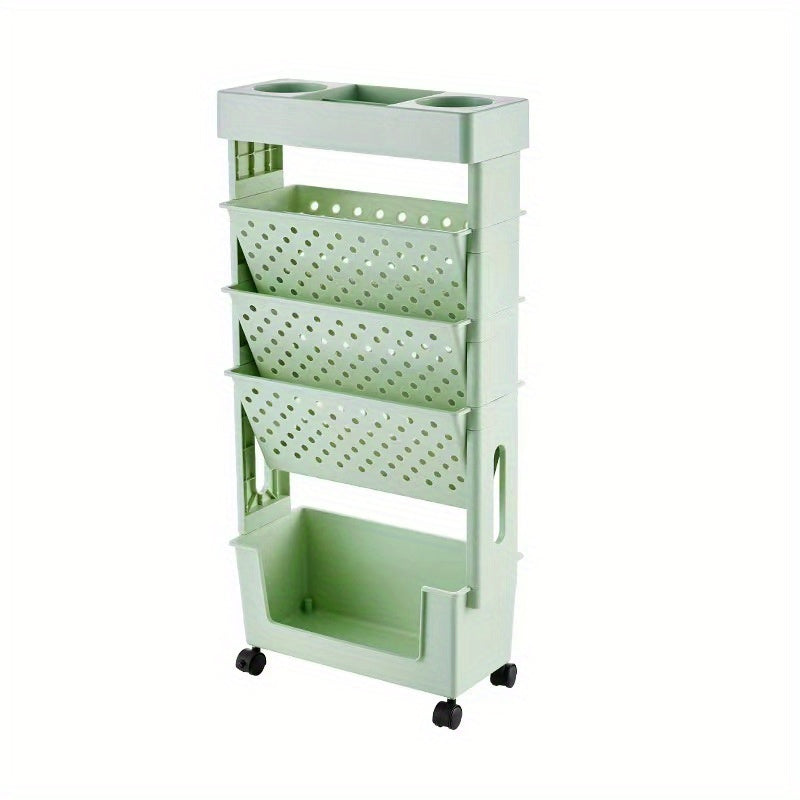 Desktop Office Study Room 2\u002F5-layer Book Storage Box with Wheels 1pc | Desk-mounted, Multi-scene Use | Classroom Bookshelf, Student Book Case, Utility Shelves