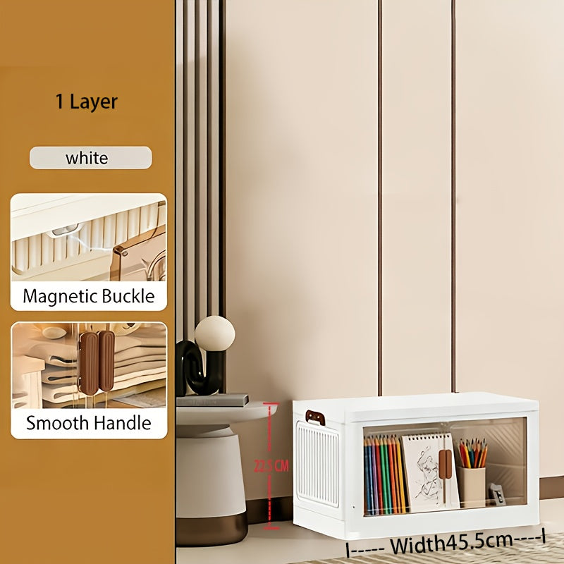 1\u002F2\u002F3\u002F4\u002F5-Layer Extra Large Storage Cabinet, Multi-Layer Foldable Storage Box with Door, Stackable Storage Cabinet for Shoes, Sundries, Books, Clothes, Home Storage Organizer for Closet, Wardrobe, Bedroom, Bathroom, Office, Kitchen