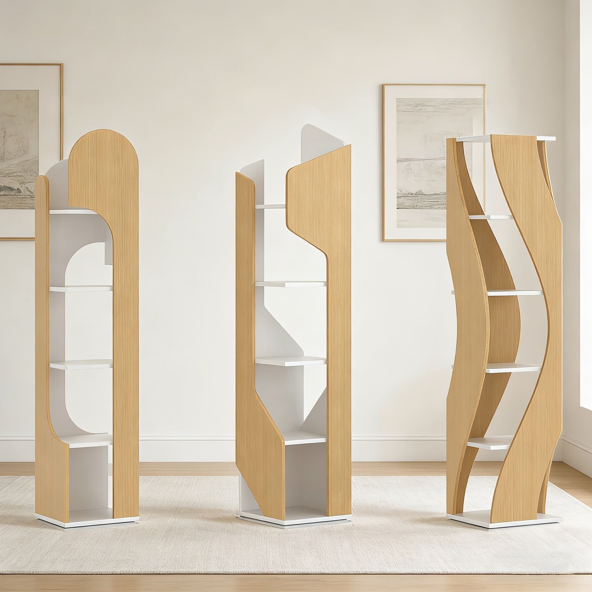 5-Level Rotating Book Storage Rack - Independent Wooden Display Unit Featuring a Rotating Corner Storage Capability, Ideal for Home Offices, Study Areas, And Living Spaces - Easy Assembly, Square Base, Decorative Bookshelf