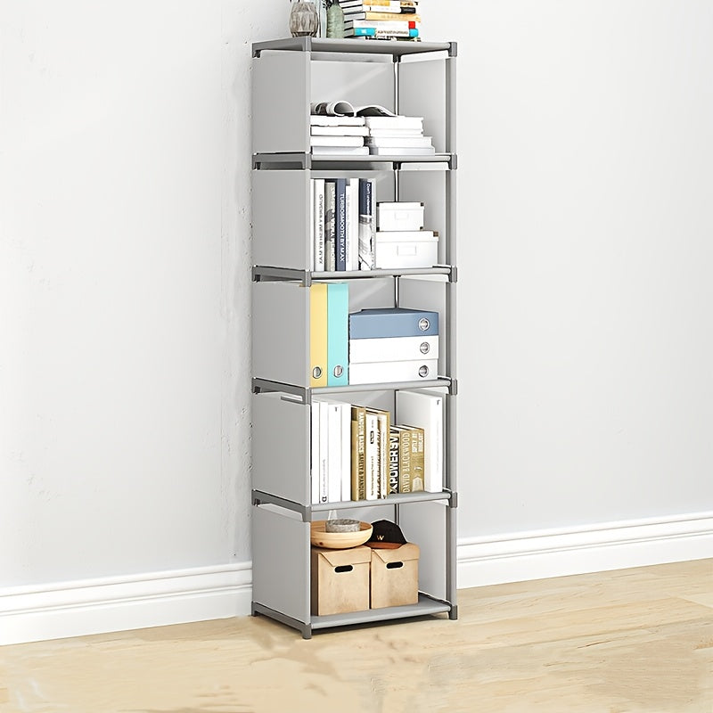 1pc Multi-layer Easy-to-assemble Bookshelf, Home-use Simple Wardrobe, Multifunctional Storage Cabinet, Suitable for Offices, Rental Rooms, And Dormitories.