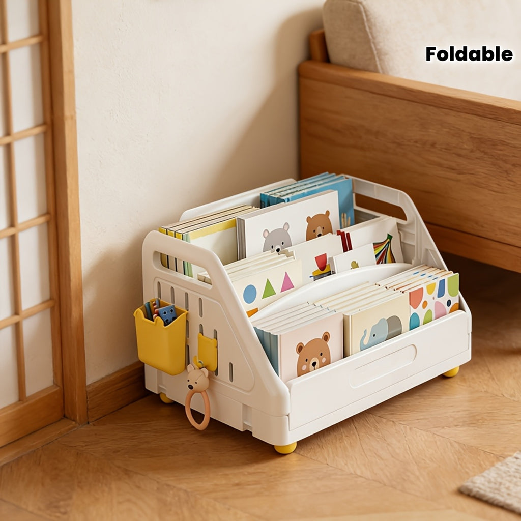 Stylish Multi-Tier Book Storage Rack With Clear Classification, Sturdy & Space-Saving Design, Foldable Multifunction Bookshelf\u002FOrganizer For Bedroom And Bedside, Ideal For Neatly Storing Books And Daily Items, Standing Shelf