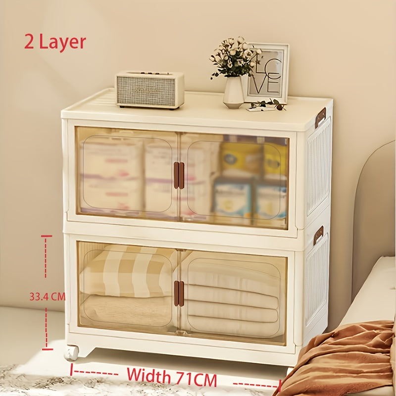 1\u002F2\u002F3\u002F4\u002F5-Layer Extra Large Storage Cabinet, Multi-Layer Foldable Storage Box with Door, Stackable Storage Cabinet for Shoes, Sundries, Books, Clothes, Home Storage Organizer for Closet, Wardrobe, Bedroom, Bathroom, Office, Kitchen