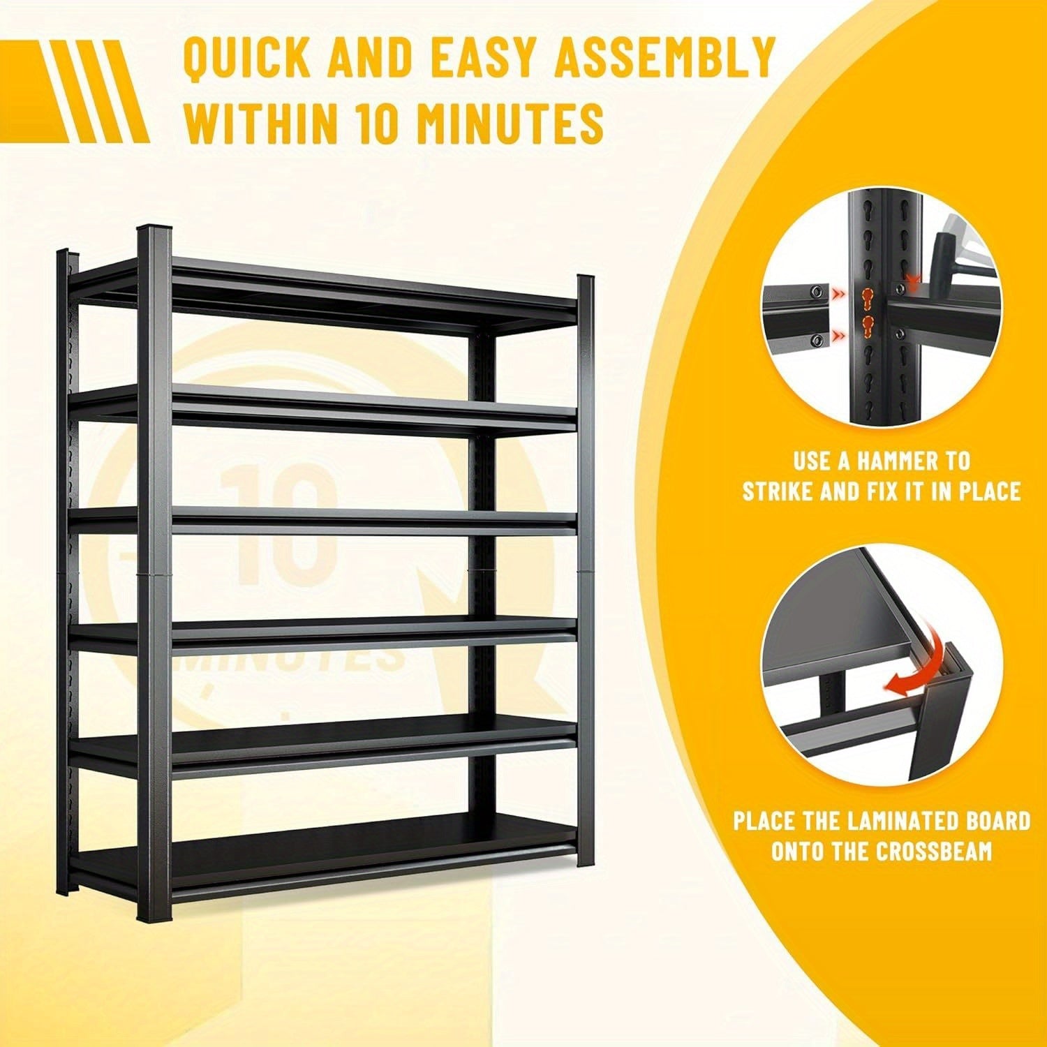 House 6-Tier Shelving, 3000lbs Adjustable Storage Shelves, Boltless Book Shelf, Shelf Organizer for Kitchen, Living Room, Study, Open Display Shelves, Toy Storage Organizer with Anti-Tilt Device, Modern Book Cases And Book Shelves, 45''W*18''D*82''H