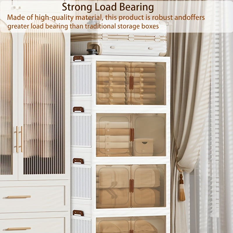 1\u002F2\u002F3\u002F4\u002F5-Layer Extra Large Storage Cabinet, Multi-Layer Foldable Storage Box with Door, Stackable Storage Cabinet for Shoes, Sundries, Books, Clothes, Home Storage Organizer for Closet, Wardrobe, Bedroom, Bathroom, Office, Kitchen