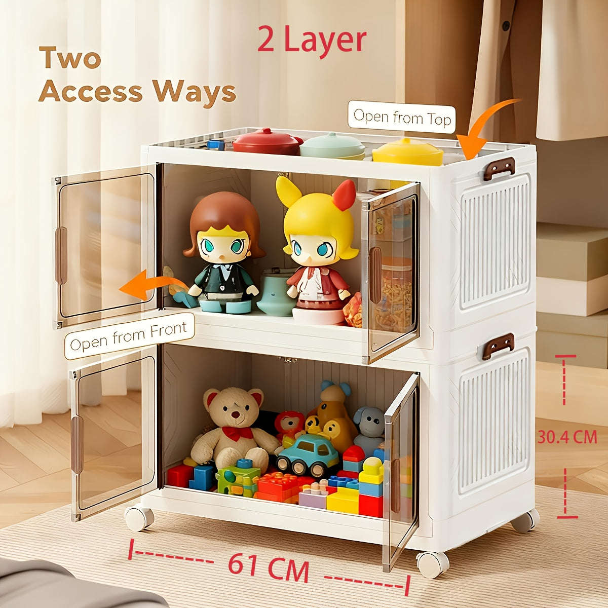 1\u002F2\u002F3\u002F4\u002F5-Layer Extra Large Storage Cabinet, Multi-Layer Foldable Storage Box with Door, Stackable Storage Cabinet for Shoes, Sundries, Books, Clothes, Home Storage Organizer for Closet, Wardrobe, Bedroom, Bathroom, Office, Kitchen