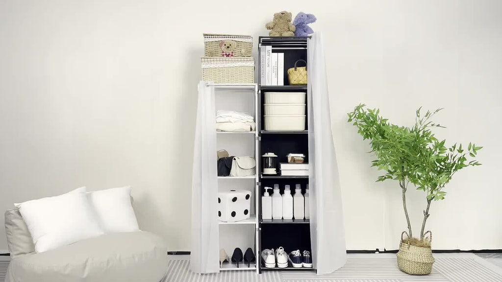 1pc Multi-layer Easy-to-assemble Bookshelf, Home-use Simple Wardrobe, Multifunctional Storage Cabinet, Suitable for Offices, Rental Rooms, And Dormitories.