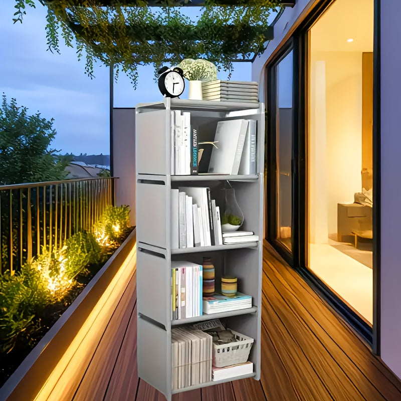 1pc Multi-layer Easy-to-assemble Bookshelf, Home-use Simple Wardrobe, Multifunctional Storage Cabinet, Suitable for Offices, Rental Rooms, And Dormitories.