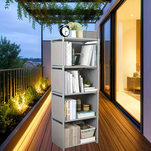 1pc Multi-layer Easy-to-assemble Bookshelf, Home-use Simple Wardrobe, Multifunctional Storage Cabinet, Suitable for Offices, Rental Rooms, And Dormitories.