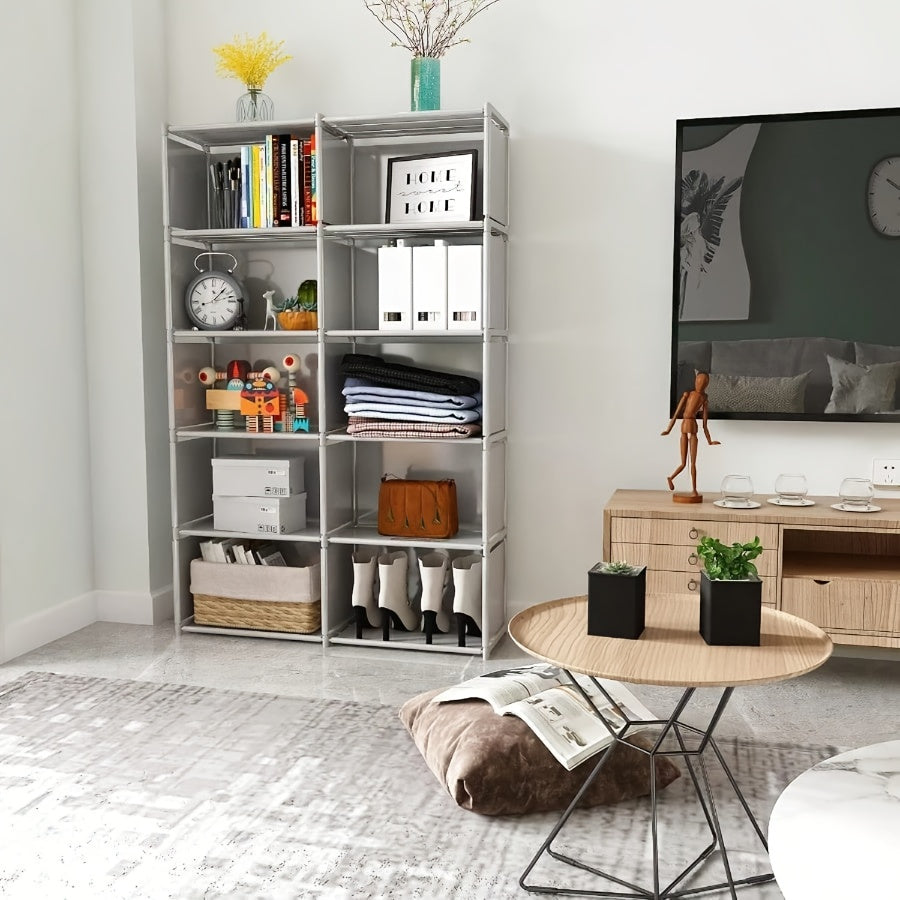 Easy-To-Assemble Multi-Tier Book Storage Shelf, Easy Wardrobe for Household Clothing Storage, Versatile Dust-Resistant Utility Cabinet, Ideal for Offices, Classrooms, Rental Spaces, And Dorms
