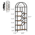 6-Tier Arched Bookshelf with Geometric Open Shelves, 81.7in Tall Modern Metal Frame Book Rack for Bedroom, Living Room, and Home Office Storage