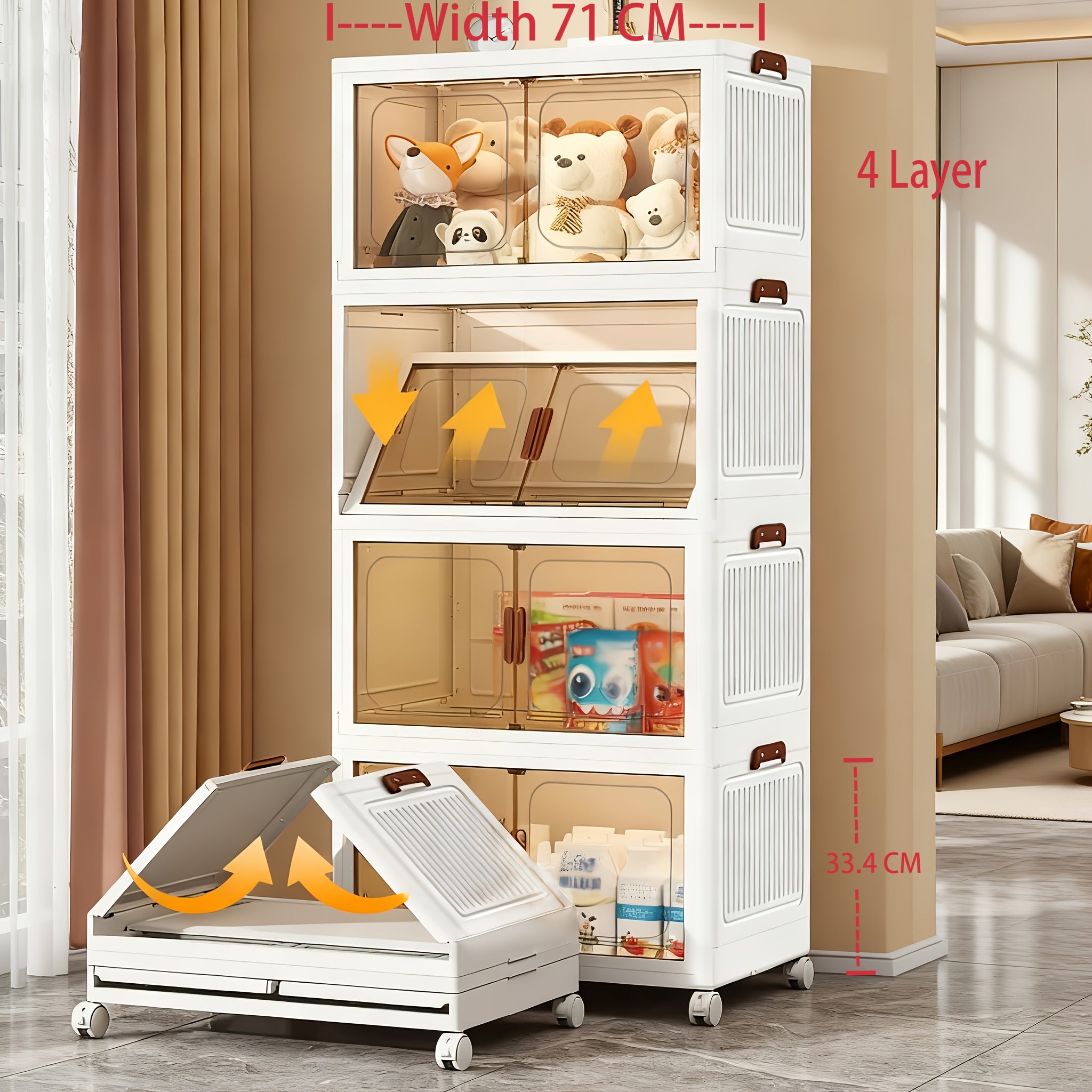 1\u002F2\u002F3\u002F4\u002F5-Layer Extra Large Storage Cabinet, Multi-Layer Foldable Storage Box with Door, Stackable Storage Cabinet for Shoes, Sundries, Books, Clothes, Home Storage Organizer for Closet, Wardrobe, Bedroom, Bathroom, Office, Kitchen
