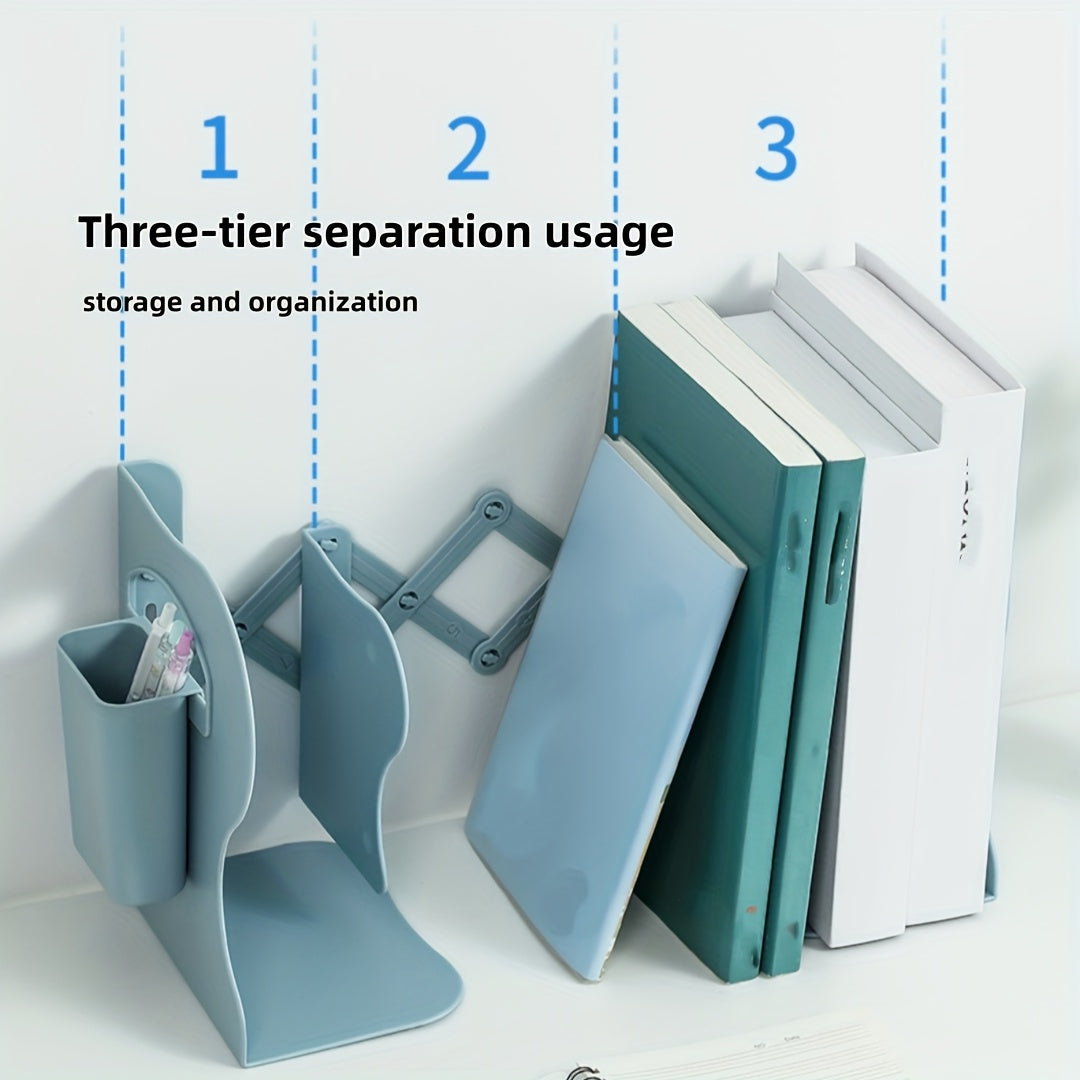 2026 New Standalone Collapsible Bookshelf, A-Frame Design, Office Storage, Compact Bookshelf, Ideal for Home And Workplace, Expandable, Space-Efficient Layout, Works with Pen Holders, Perfect for Christmas Gifts!