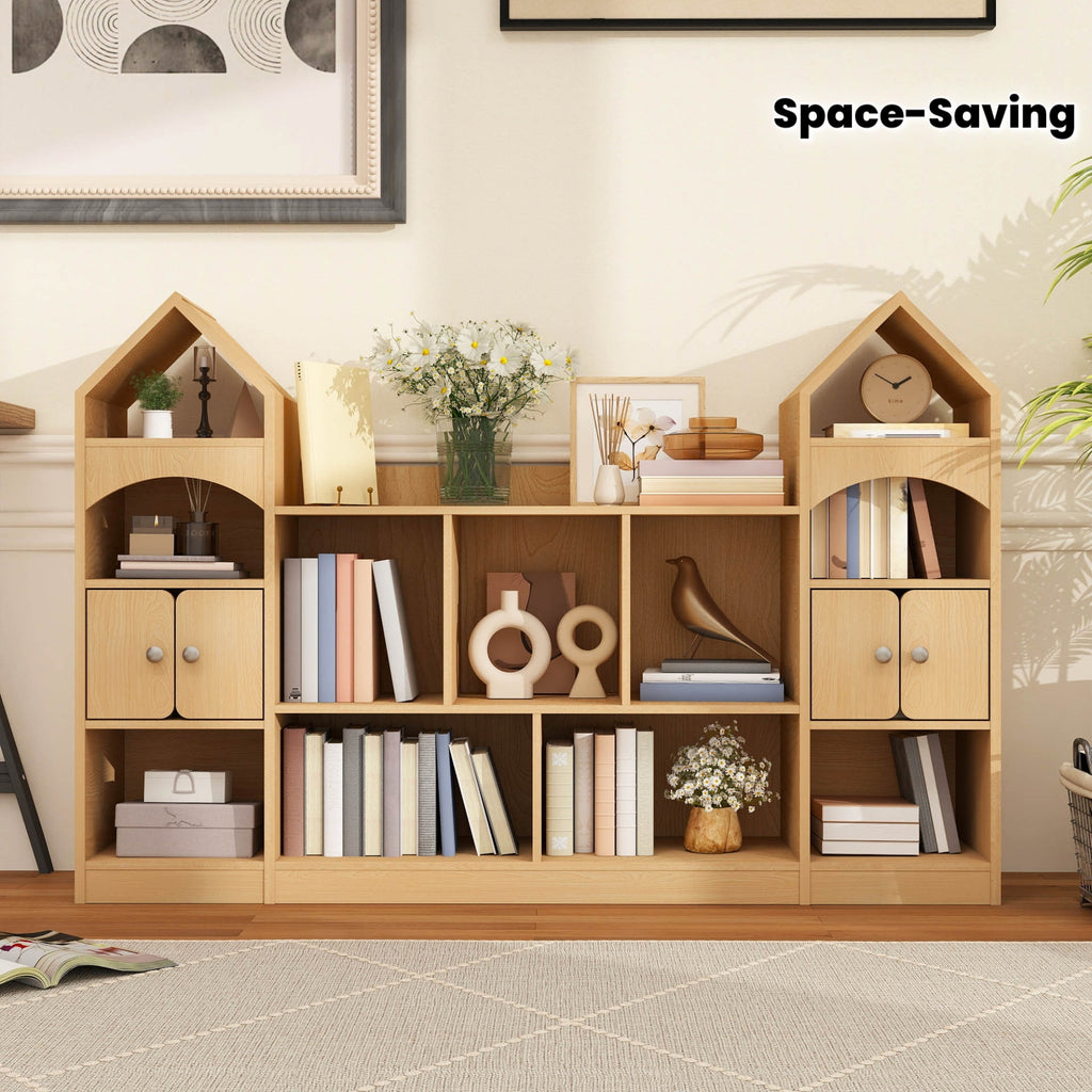 Modern Castle-Shaped Bookcase & Storage Cabinet with Shelves - Cool White Suitable for Living Room, Entryway, Bedroom, -Standing \u002FPlywood Furniture, Space-Saving Tower Cabinet with Assembly for Room Decor or Holiday Gift