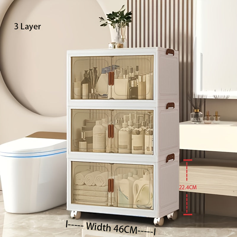 1\u002F2\u002F3\u002F4\u002F5-Layer Extra Large Storage Cabinet, Multi-Layer Foldable Storage Box with Door, Stackable Storage Cabinet for Shoes, Sundries, Books, Clothes, Home Storage Organizer for Closet, Wardrobe, Bedroom, Bathroom, Office, Kitchen