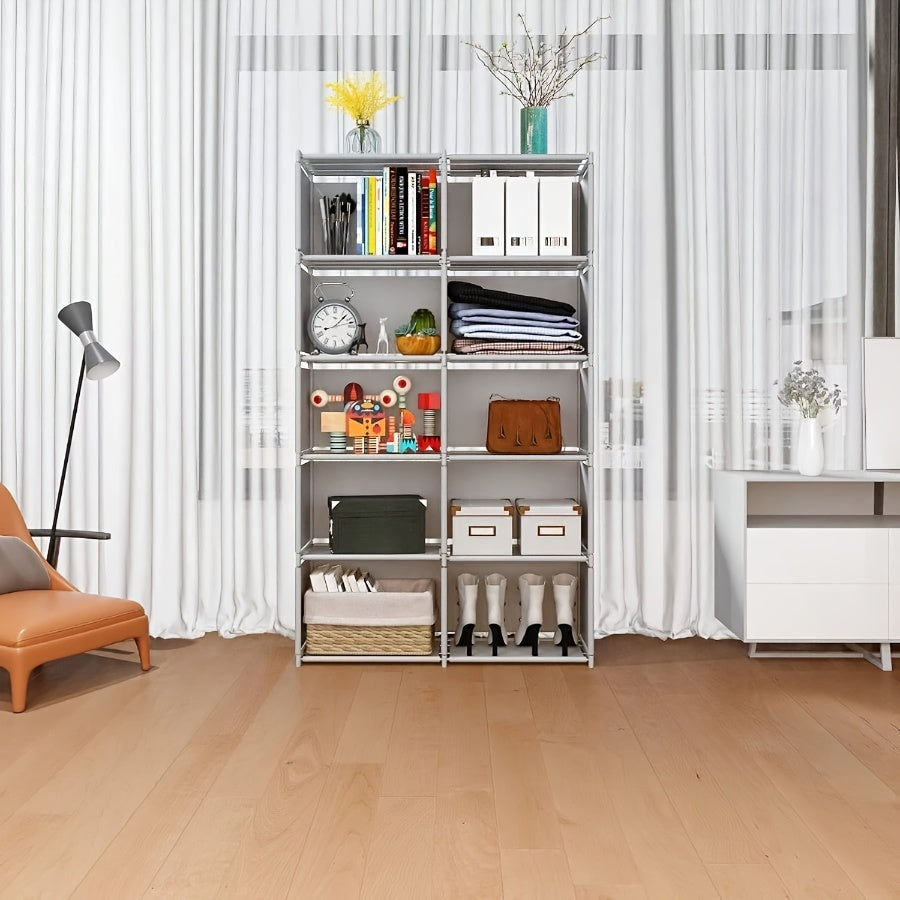 Easy-To-Assemble Multi-Tier Book Storage Shelf, Easy Wardrobe for Household Clothing Storage, Versatile Dust-Resistant Utility Cabinet, Ideal for Offices, Classrooms, Rental Spaces, And Dorms
