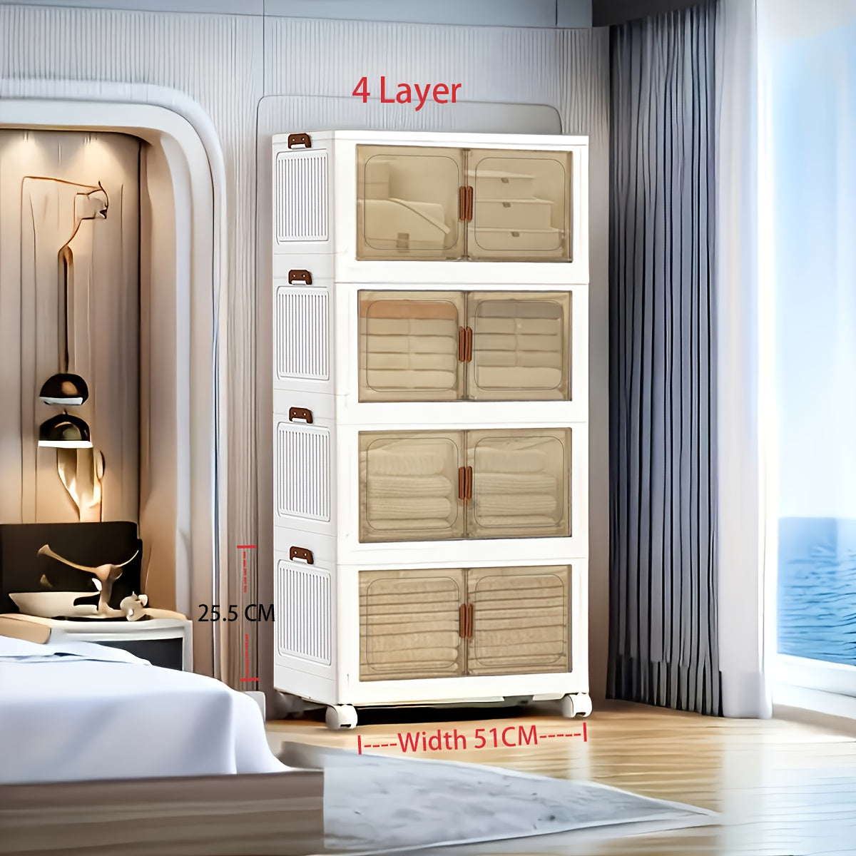 1\u002F2\u002F3\u002F4\u002F5-Layer Extra Large Storage Cabinet, Multi-Layer Foldable Storage Box with Door, Stackable Storage Cabinet for Shoes, Sundries, Books, Clothes, Home Storage Organizer for Closet, Wardrobe, Bedroom, Bathroom, Office, Kitchen
