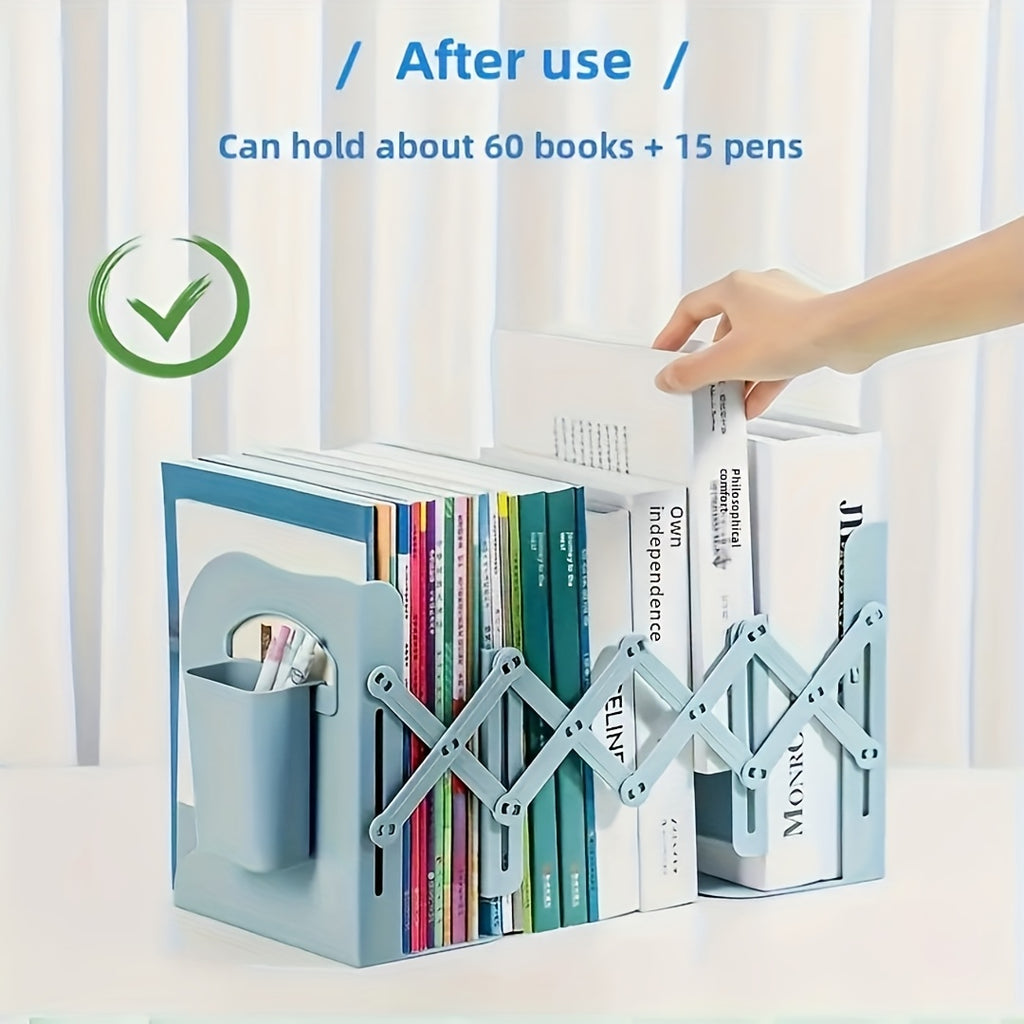 2026 New Standalone Collapsible Bookshelf, A-Frame Design, Office Storage, Compact Bookshelf, Ideal for Home And Workplace, Expandable, Space-Efficient Layout, Works with Pen Holders, Perfect for Christmas Gifts!