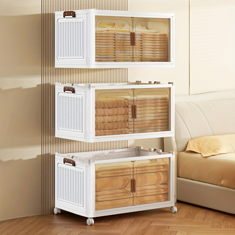 1\u002F2\u002F3\u002F4\u002F5-Layer Extra Large Storage Cabinet, Multi-Layer Foldable Storage Box with Door, Stackable Storage Cabinet for Shoes, Sundries, Books, Clothes, Home Storage Organizer for Closet, Wardrobe, Bedroom, Bathroom, Office, Kitchen