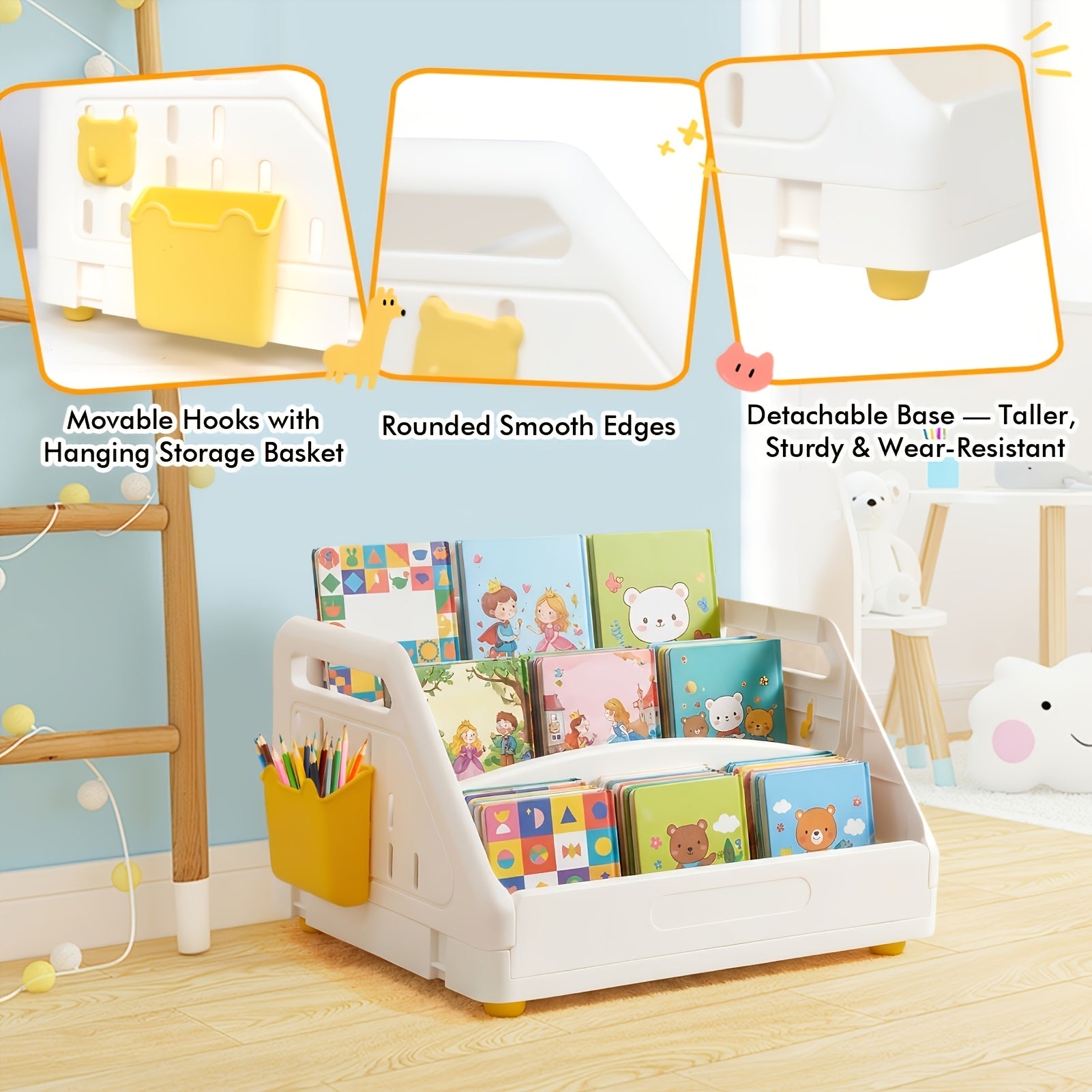 Stylish Multi-Tier Book Storage Rack With Clear Classification, Sturdy & Space-Saving Design, Foldable Multifunction Bookshelf\u002FOrganizer For Bedroom And Bedside, Ideal For Neatly Storing Books And Daily Items, Standing Shelf