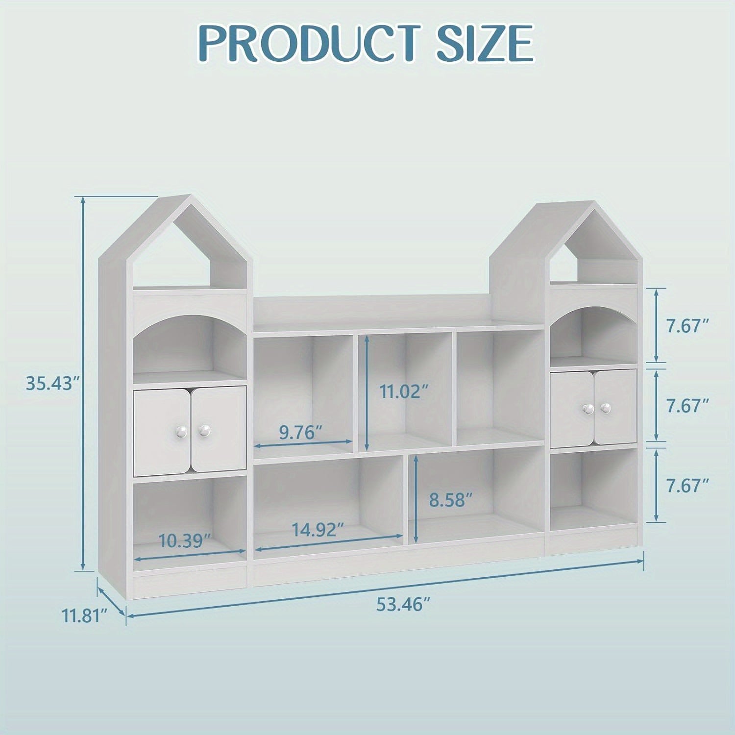Modern Castle-Shaped Bookcase & Storage Cabinet with Shelves - Cool White Suitable for Living Room, Entryway, Bedroom, -Standing \u002FPlywood Furniture, Space-Saving Tower Cabinet with Assembly for Room Decor or Holiday Gift