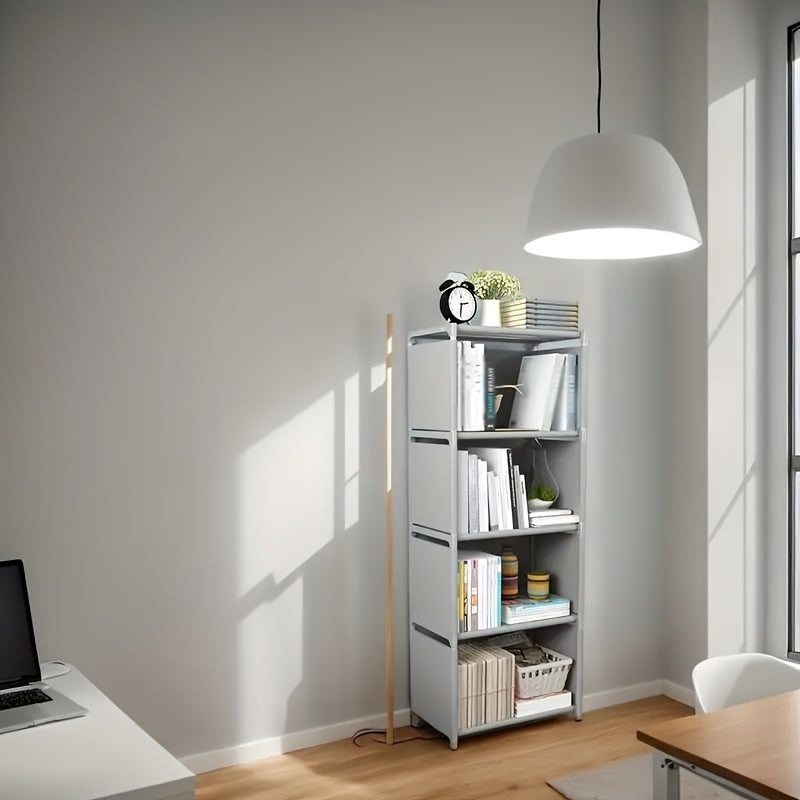 1pc Multi-layer Easy-to-assemble Bookshelf, Home-use Simple Wardrobe, Multifunctional Storage Cabinet, Suitable for Offices, Rental Rooms, And Dormitories.