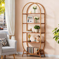 1pc Modern Brown 5-Tier Arched Bookcase Tall 70.8\
