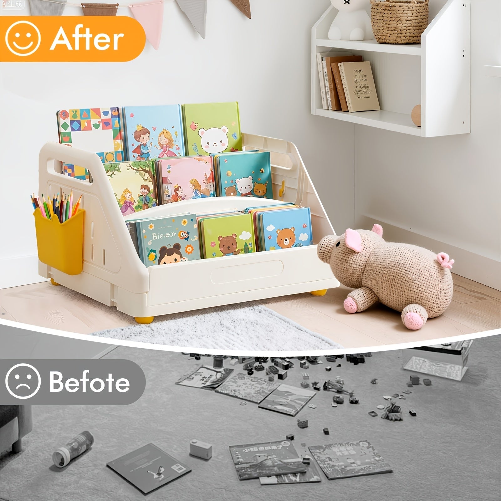 Stylish Multi-Tier Book Storage Rack With Clear Classification, Sturdy & Space-Saving Design, Foldable Multifunction Bookshelf\u002FOrganizer For Bedroom And Bedside, Ideal For Neatly Storing Books And Daily Items, Standing Shelf