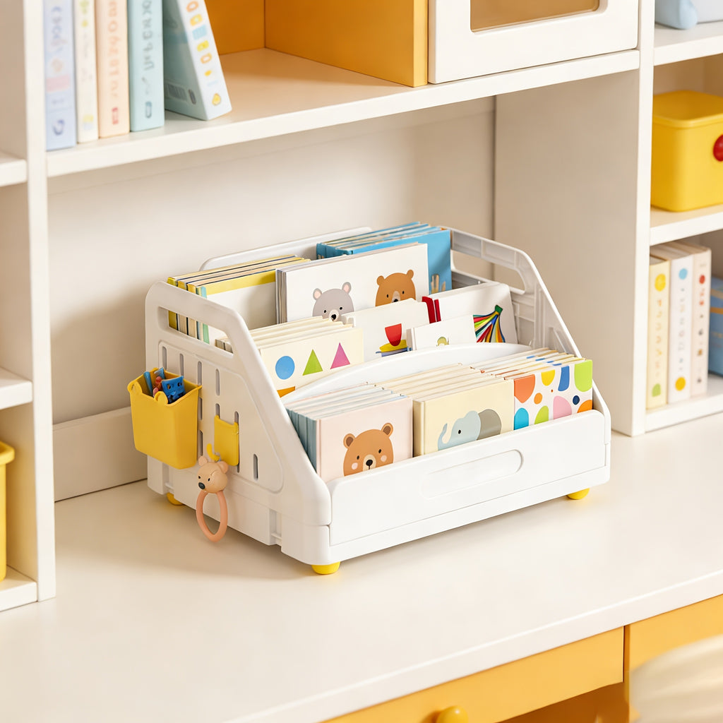 Stylish Multi-Tier Book Storage Rack With Clear Classification, Sturdy & Space-Saving Design, Foldable Multifunction Bookshelf\u002FOrganizer For Bedroom And Bedside, Ideal For Neatly Storing Books And Daily Items, Standing Shelf