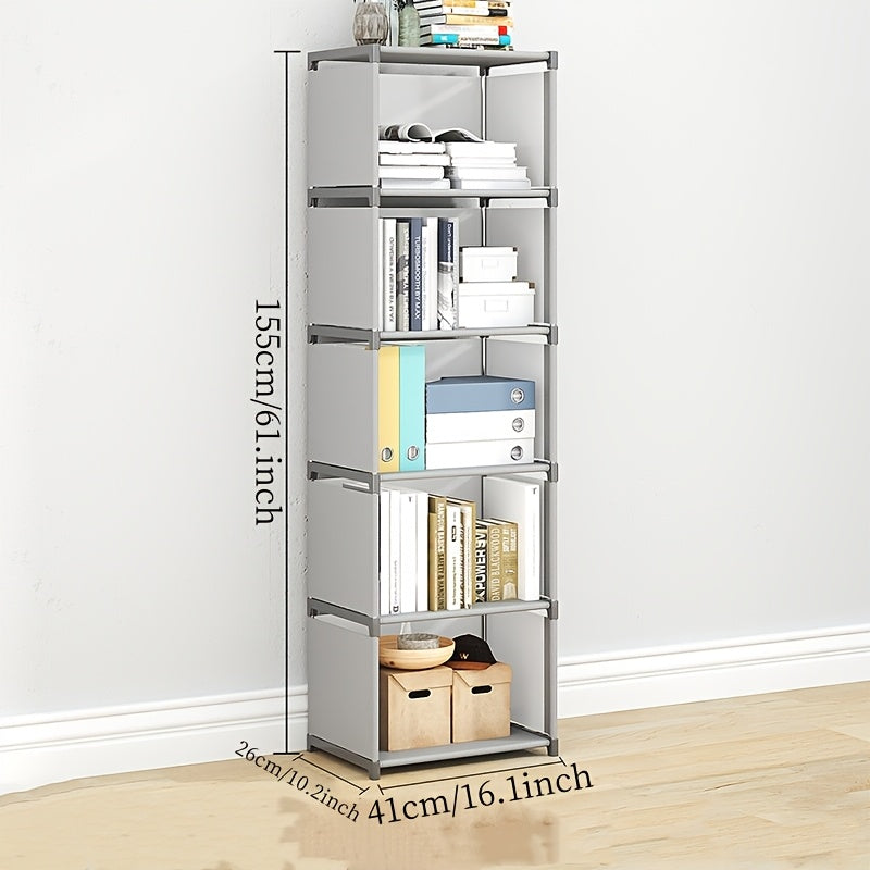 1pc Multi-layer Easy-to-assemble Bookshelf, Home-use Simple Wardrobe, Multifunctional Storage Cabinet, Suitable for Offices, Rental Rooms, And Dormitories.