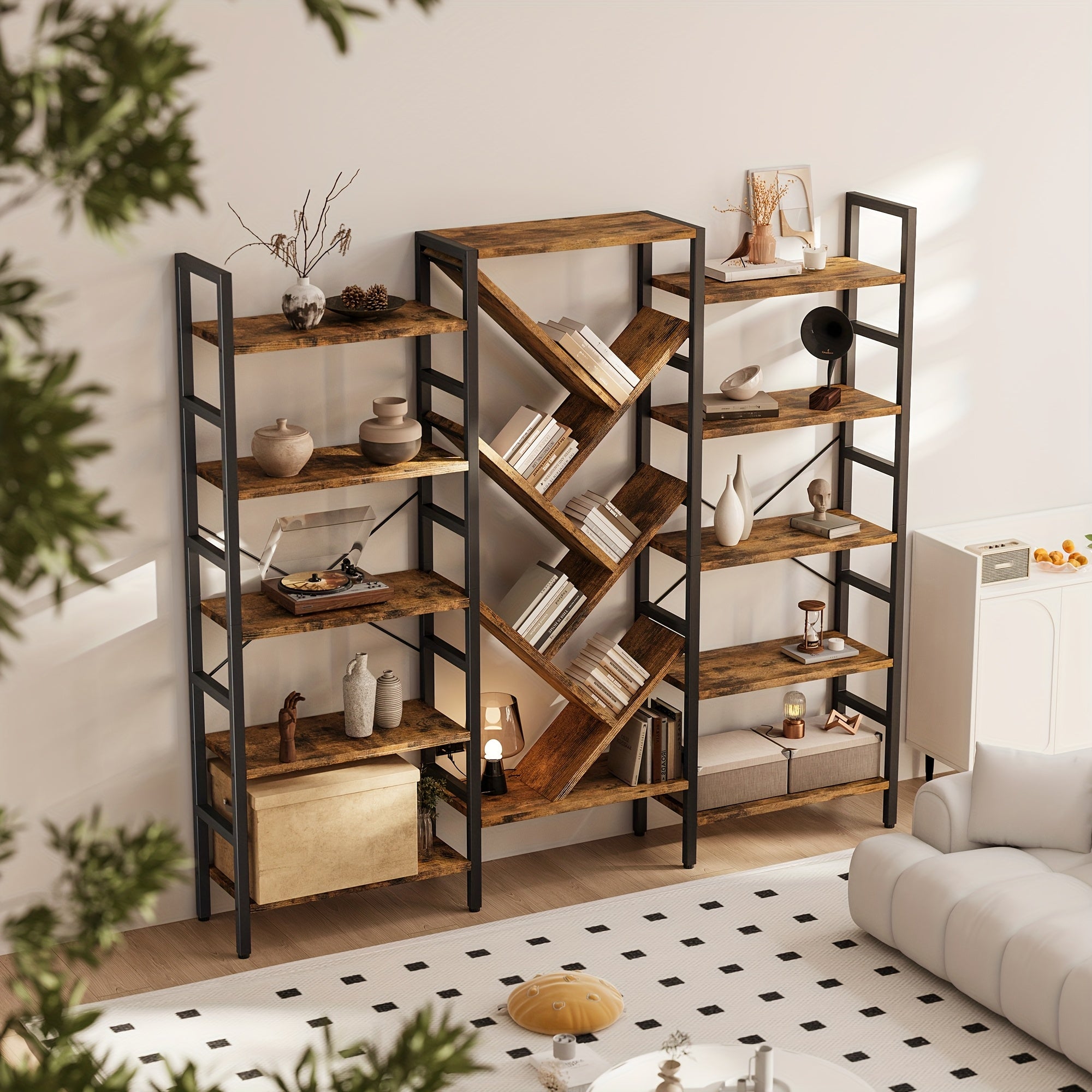 A Spacious Wooden Bookcase Measuring 70.9\