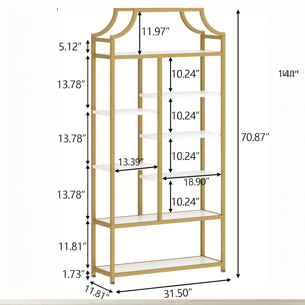 Lux 8-Shelf Open Bookshelf, 70.87\