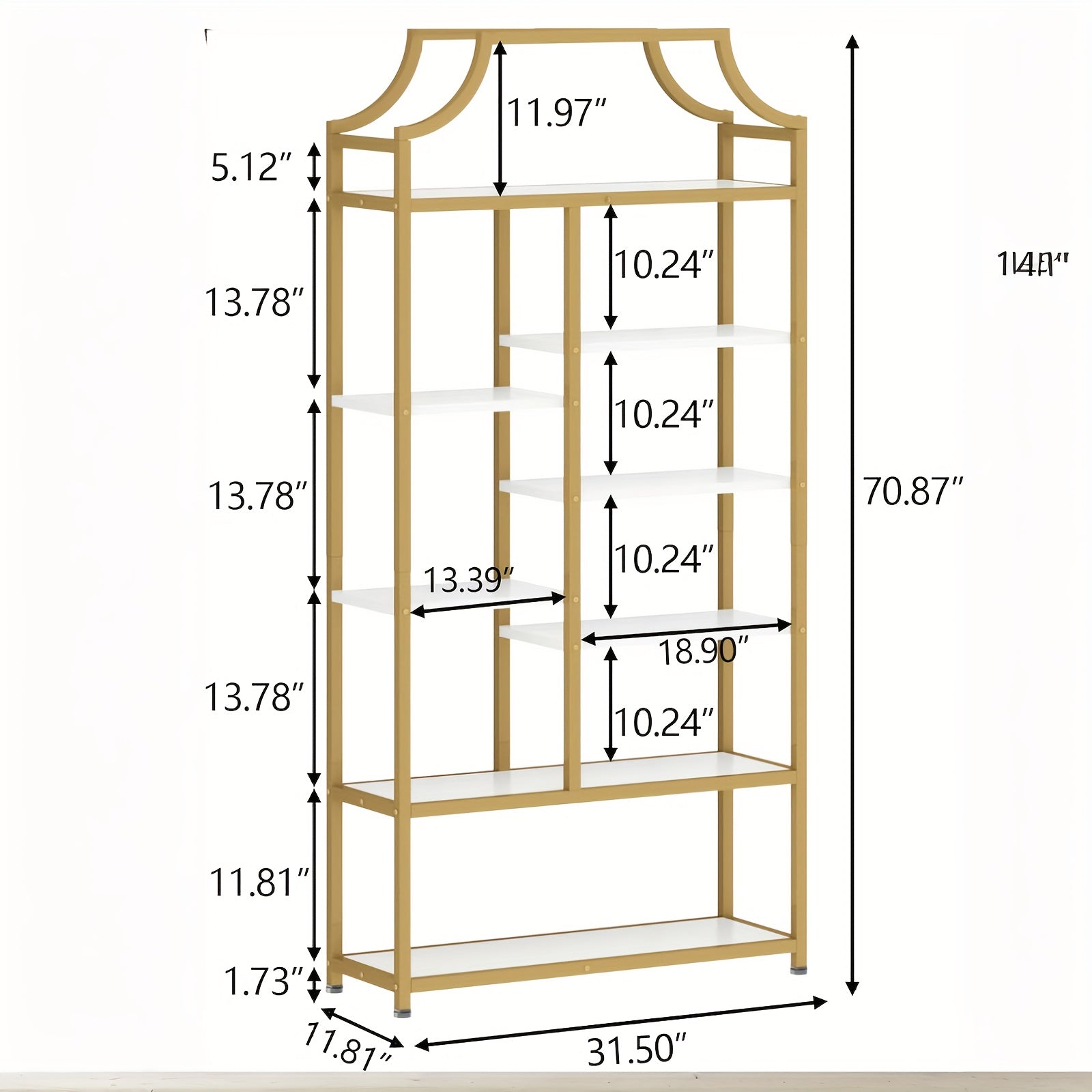 Lux 8-Shelf Open Bookshelf, 70.87\