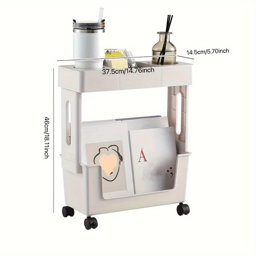 Desktop Office Study Room 2\u002F5-layer Book Storage Box with Wheels 1pc | Desk-mounted, Multi-scene Use | Classroom Bookshelf, Student Book Case, Utility Shelves
