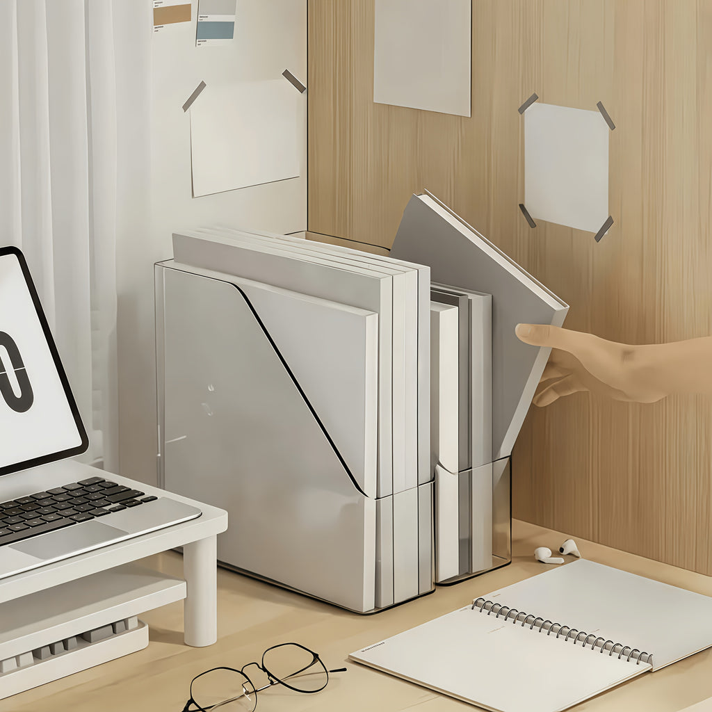 2pcs Transparent Acrylic Bookshelf\u002FTransparent File Folder\u002FDesktop File Organizer\u002FMulti-Functional Office Supplies Storage Rack\u002FVertical Bookshelf and Stationery Rack