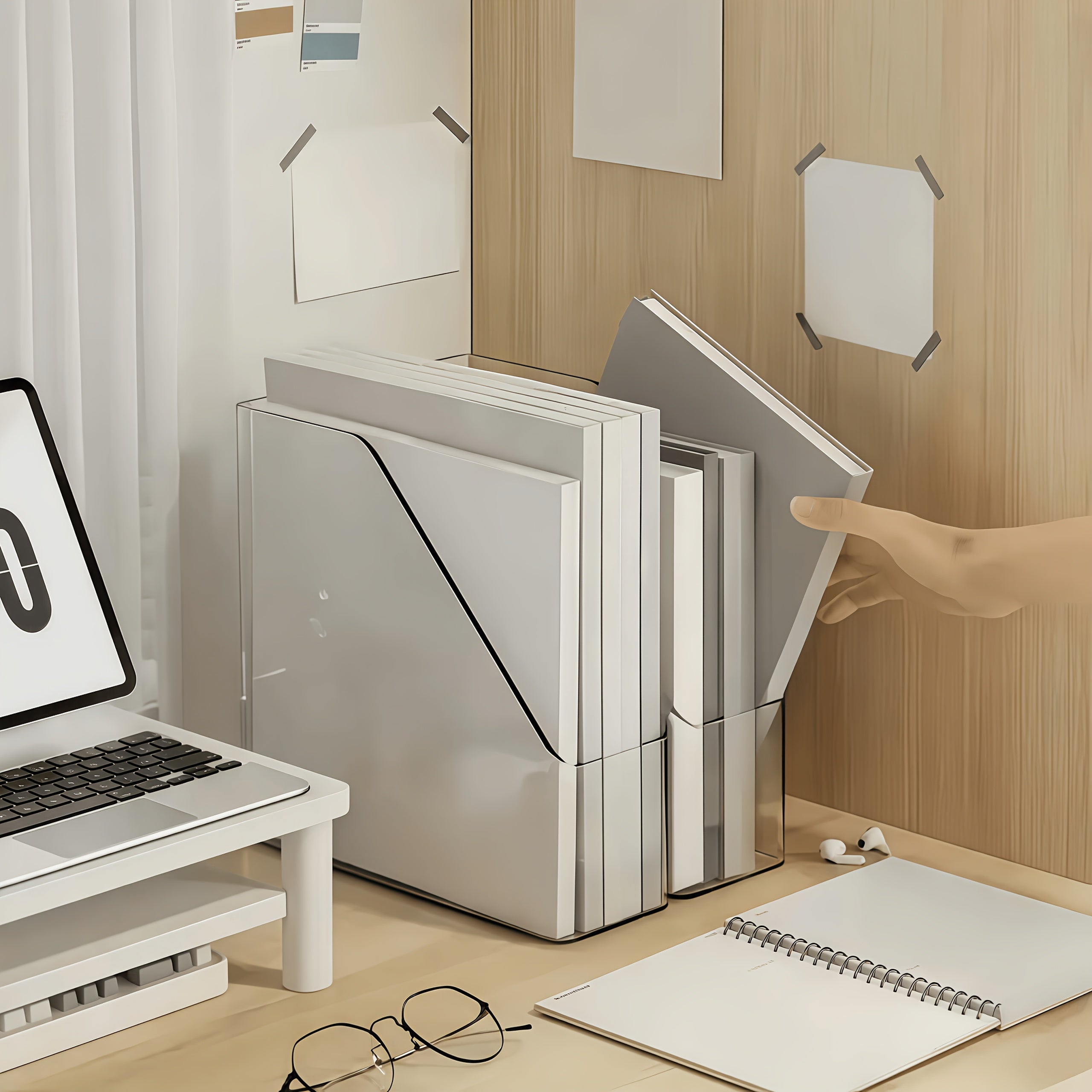 2pcs Transparent Acrylic Bookshelf\u002FTransparent File Folder\u002FDesktop File Organizer\u002FMulti-Functional Office Supplies Storage Rack\u002FVertical Bookshelf and Stationery Rack