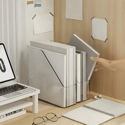 2pcs Transparent Acrylic Bookshelf\u002FTransparent File Folder\u002FDesktop File Organizer\u002FMulti-Functional Office Supplies Storage Rack\u002FVertical Bookshelf and Stationery Rack