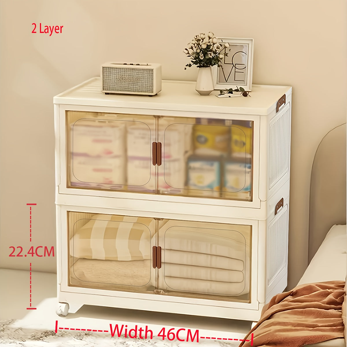 1\u002F2\u002F3\u002F4\u002F5-Layer Extra Large Storage Cabinet, Multi-Layer Foldable Storage Box with Door, Stackable Storage Cabinet for Shoes, Sundries, Books, Clothes, Home Storage Organizer for Closet, Wardrobe, Bedroom, Bathroom, Office, Kitchen