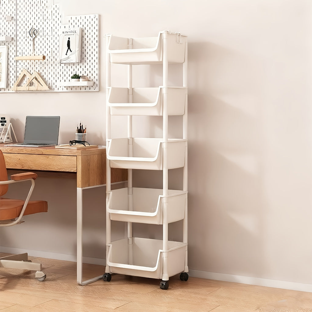 Multi-Functional Bookshelf, Floor Standing Storage Rack, Movable Snack & Sundries Cart, Multi-Layer Organizer Shelf for Living Room And Kitchen